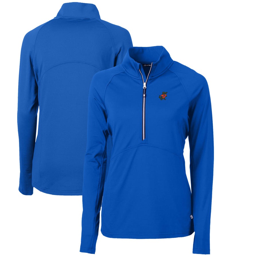 Women's Cutter & Buck Royal Florida Gators Adapt Eco Knit Stretch Recycled Half-Zip Pullover Top
