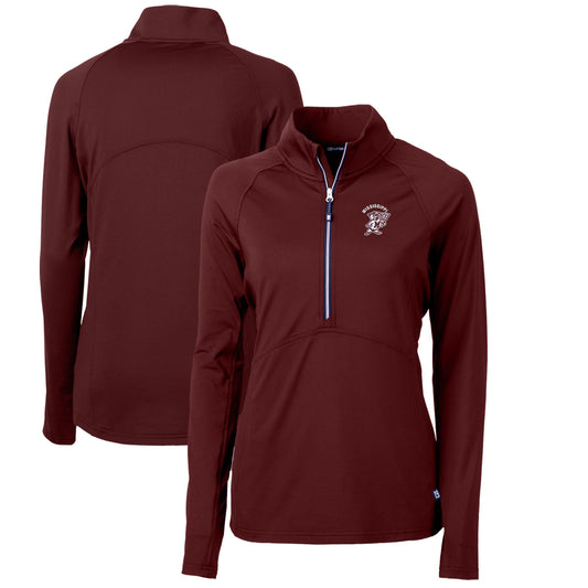 Women's Cutter & Buck Maroon Mississippi State Bulldogs Adapt Eco Knit Stretch Recycled Half-Zip Pullover Top