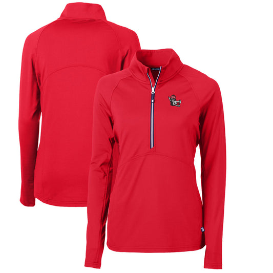 Women's Cutter & Buck Red NC State Wolfpack Adapt Eco Knit Stretch Recycled Half-Zip Pullover Top