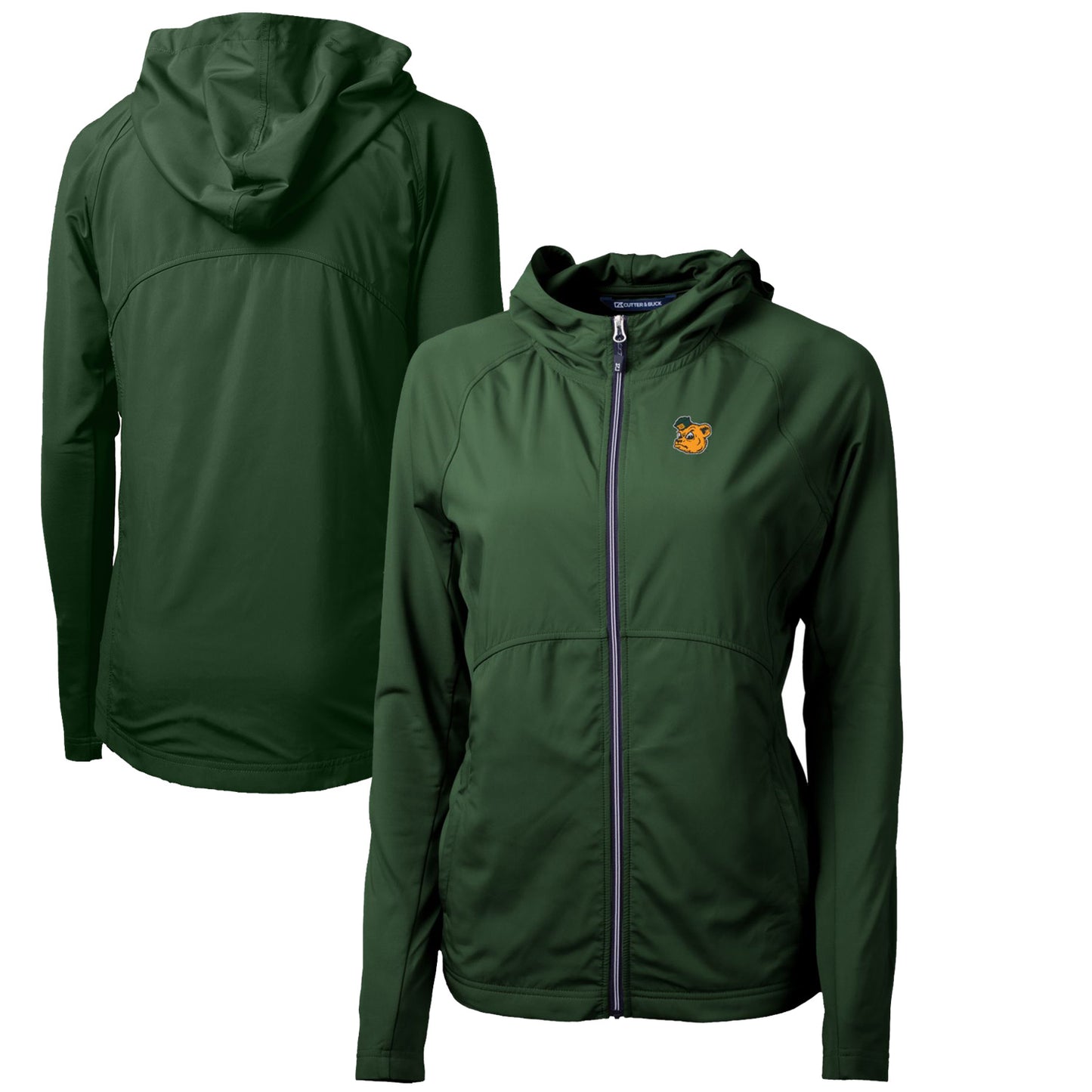 Women's Cutter & Buck Green Baylor Bears Adapt Eco Knit Hybrid Recycled Full-Zip Hoodie