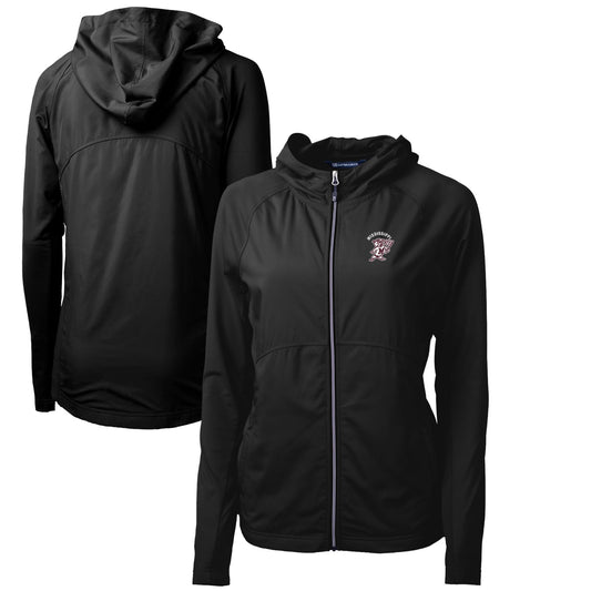 Women's Cutter & Buck Black Mississippi State Bulldogs Adapt Eco Knit Hybrid Recycled Full-Zip Hoodie