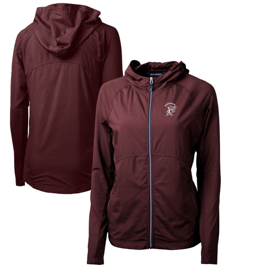 Women's Cutter & Buck Maroon Mississippi State Bulldogs Adapt Eco Knit Hybrid Recycled Full-Zip Hoodie