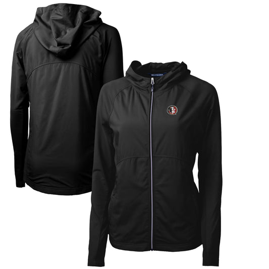 Women's Cutter & Buck Black Florida State Seminoles Adapt Eco Knit Hybrid Recycled Full-Zip Hoodie