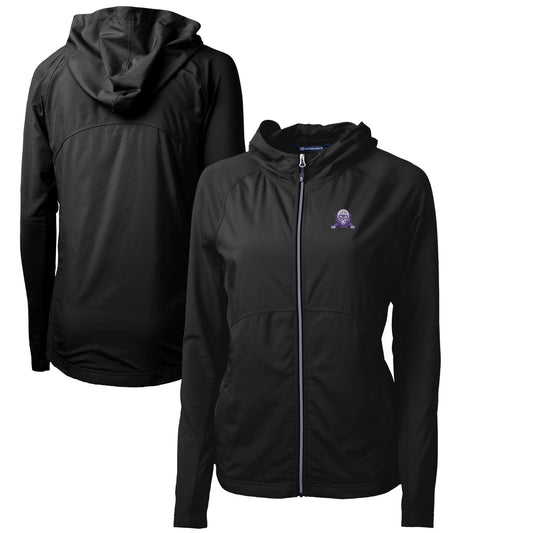 Women's Cutter & Buck Black Northwestern Wildcats Adapt Eco Knit Hybrid Recycled Full-Zip Hoodie