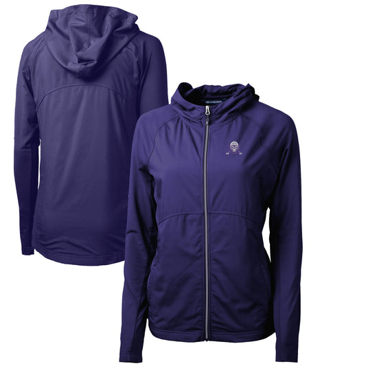 Women's Cutter & Buck Purple Northwestern Wildcats Adapt Eco Knit Hybrid Recycled Full-Zip Hoodie