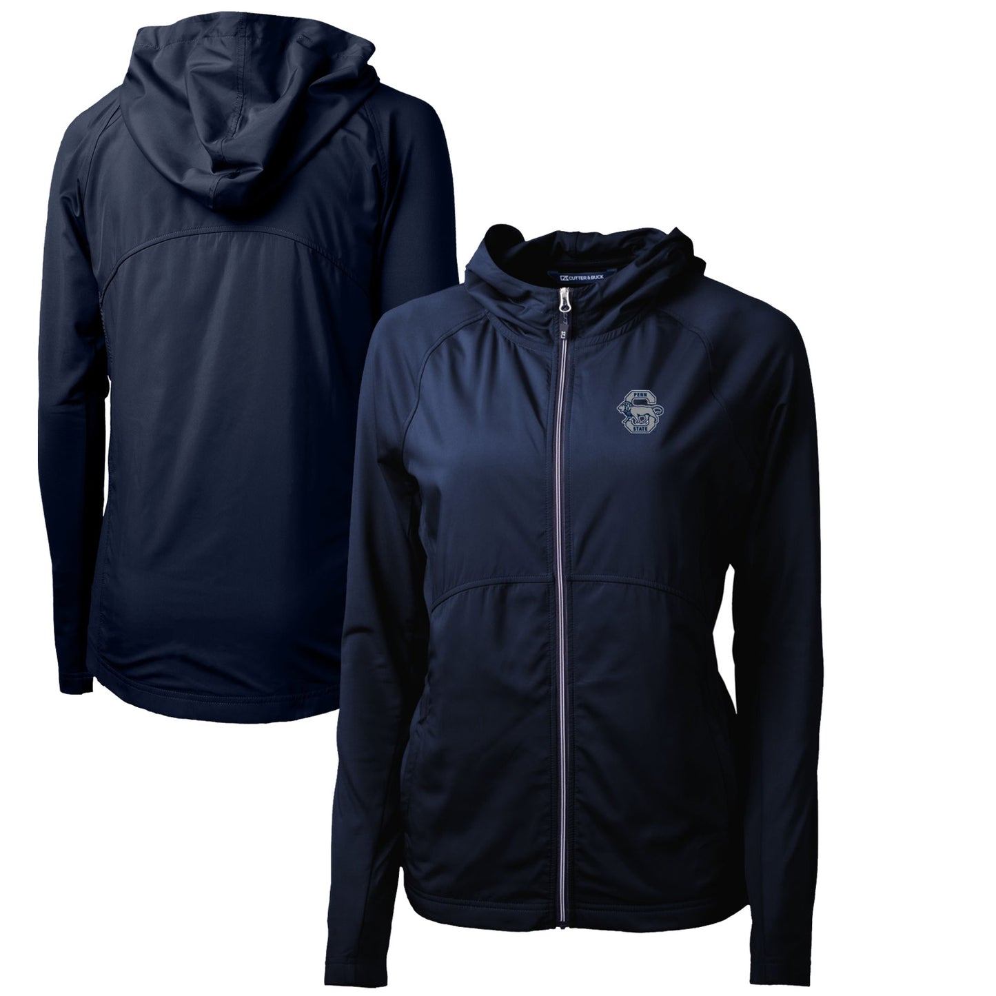 Women's Cutter & Buck Navy Penn State Nittany Lions Adapt Eco Knit Hybrid Recycled Full-Zip Hoodie