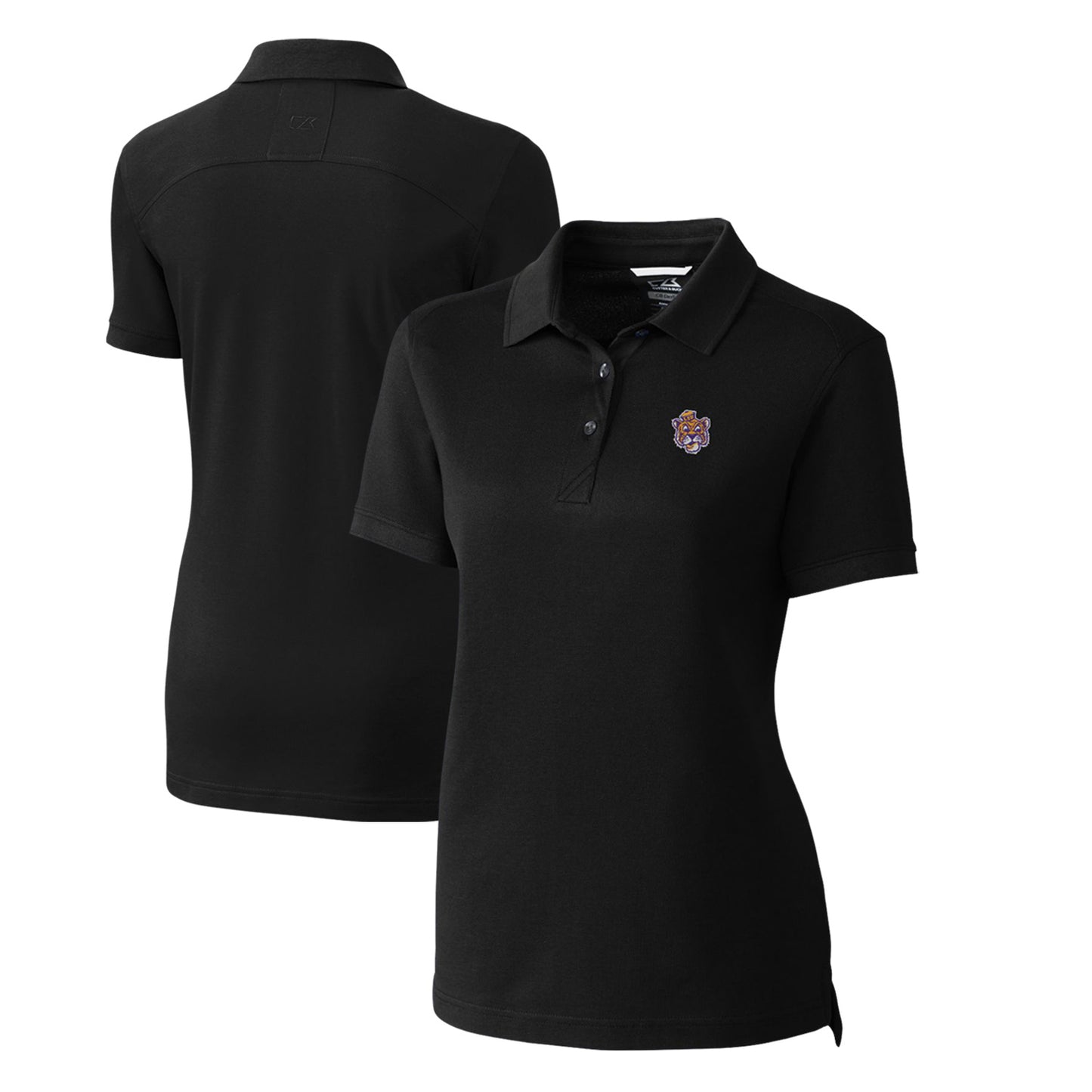 Women's Cutter & Buck Black LSU Tigers Advantage Tri-Blend Pique Polo