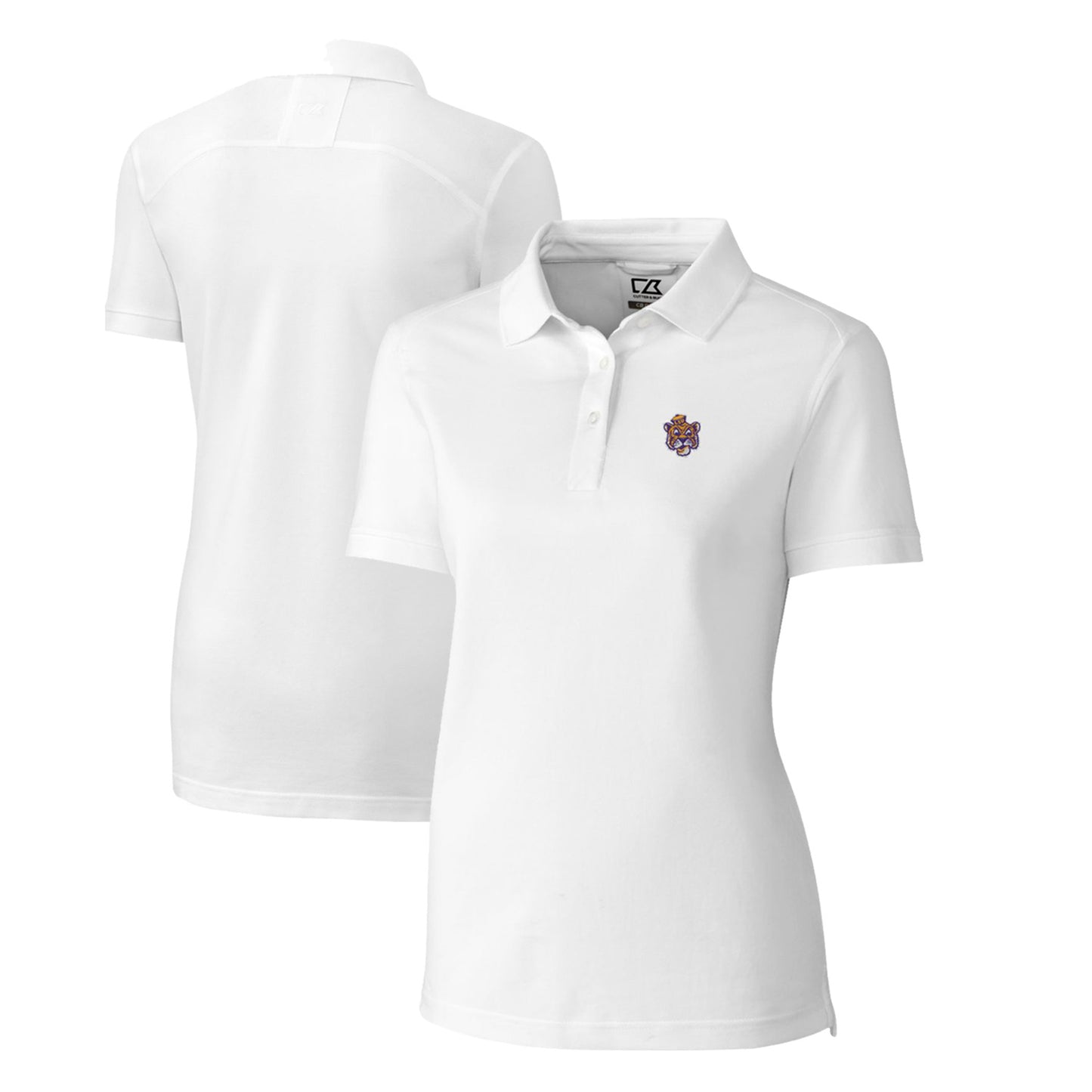 Women's Cutter & Buck White LSU Tigers Advantage Tri-Blend Pique Polo