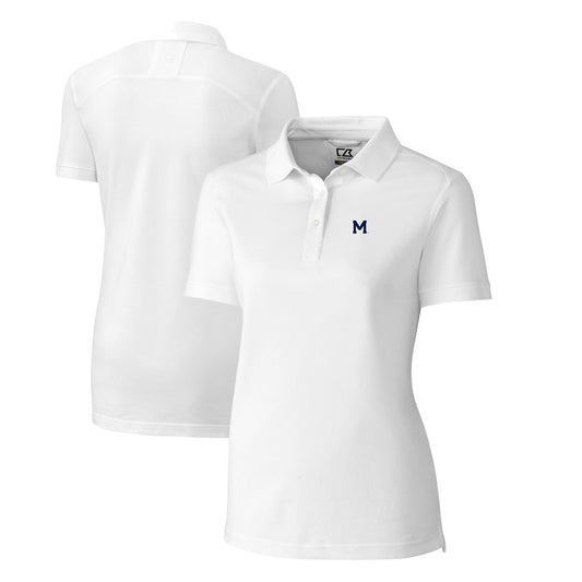 Women's Cutter & Buck White Michigan Wolverines Advantage Tri-Blend Pique Polo