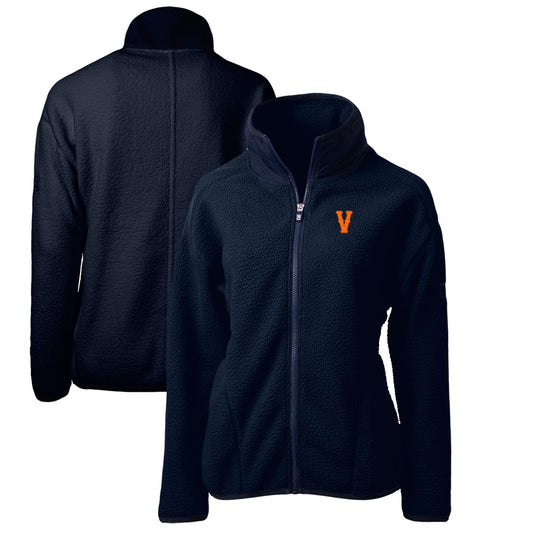 Women's Cutter & Buck Navy Virginia Cavaliers Vintage Cascade Eco Sherpa Full-Zip Fleece Jacket