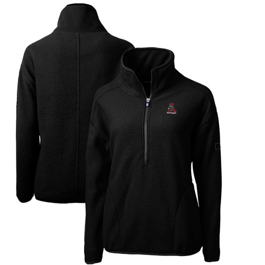 Women's Cutter & Buck Black Alabama Crimson Tide Cascade Eco Sherpa Fleece Half-Zip Pullover Jacket