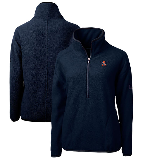 Women's Cutter & Buck Navy Auburn Tigers Cascade Eco Sherpa Fleece Half-Zip Pullover Jacket