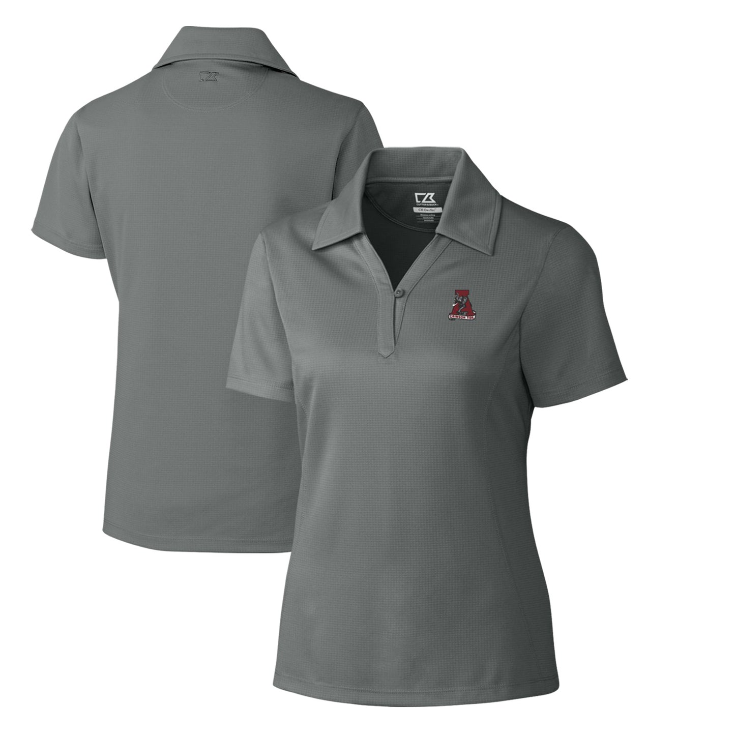 Women's Cutter & Buck Steel Alabama Crimson Tide CB DryTec Genre Textured Solid Polo