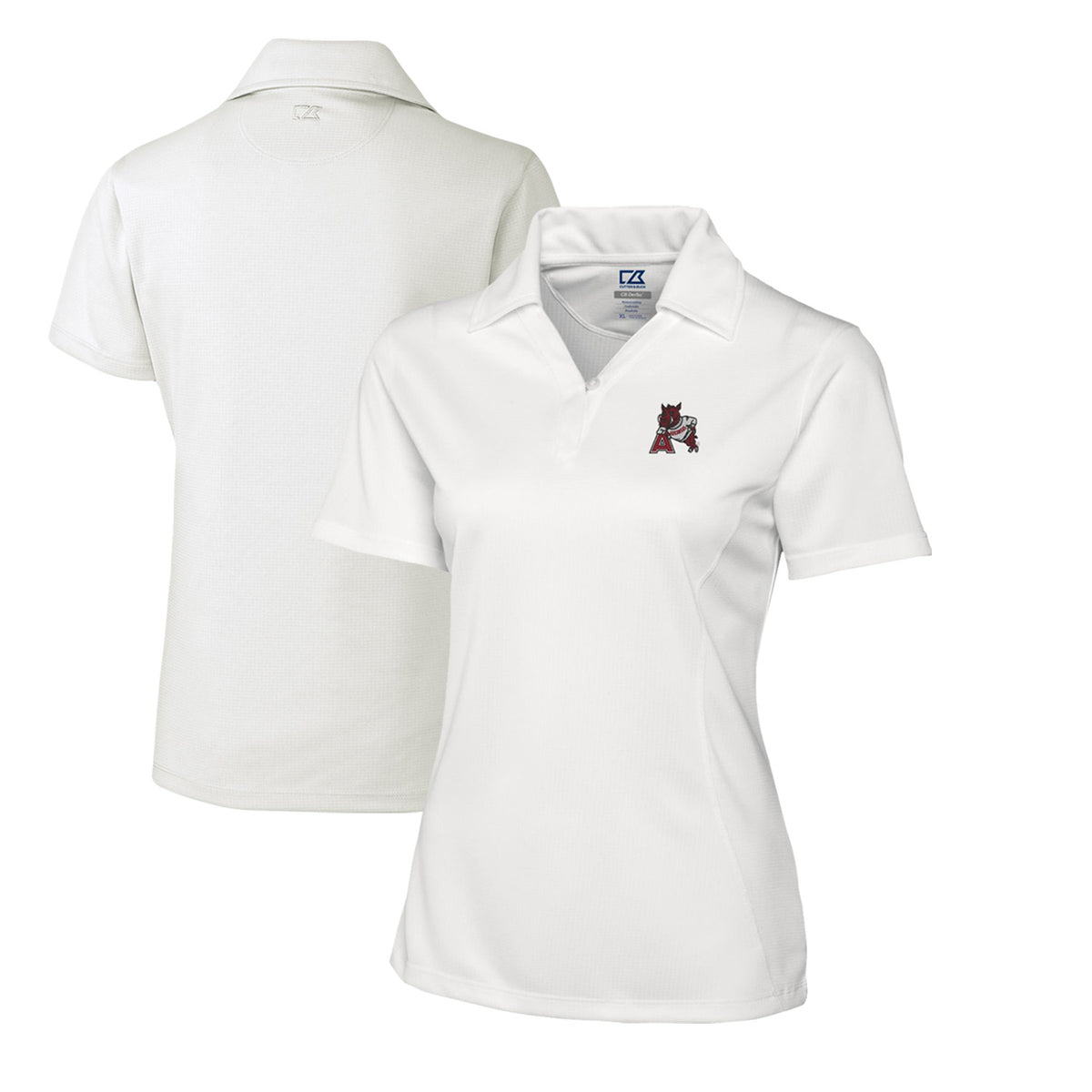 Women's Cutter & Buck White Arkansas Razorbacks CB DryTec Genre Textured Solid Polo