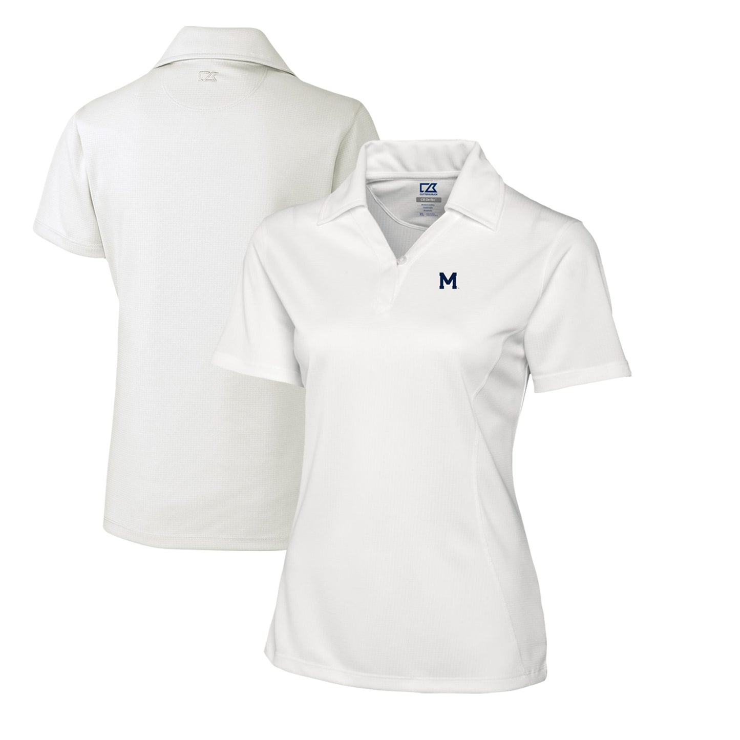 Women's Cutter & Buck White Michigan Wolverines CB DryTec Genre Textured Solid Polo
