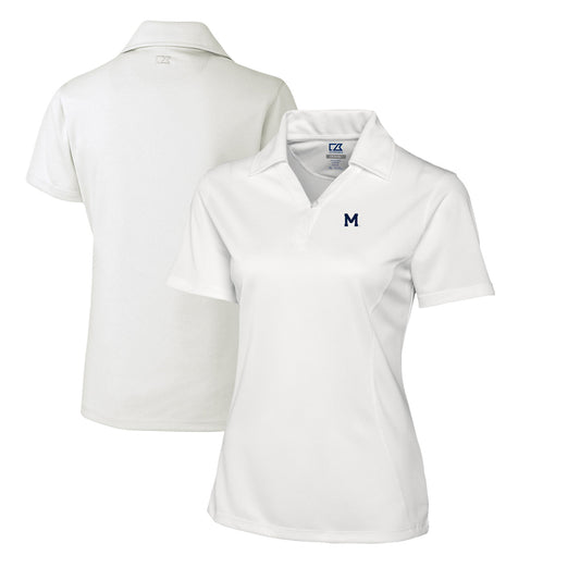 Women's Cutter & Buck White Michigan Wolverines CB DryTec Genre Textured Solid Polo