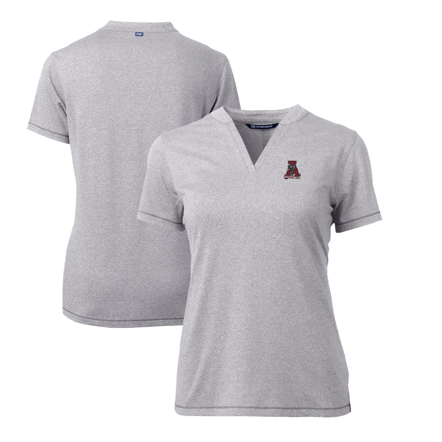 Women's Cutter & Buck Heather Gray Alabama Crimson Tide Forge Stretch Blade V-Neck Top