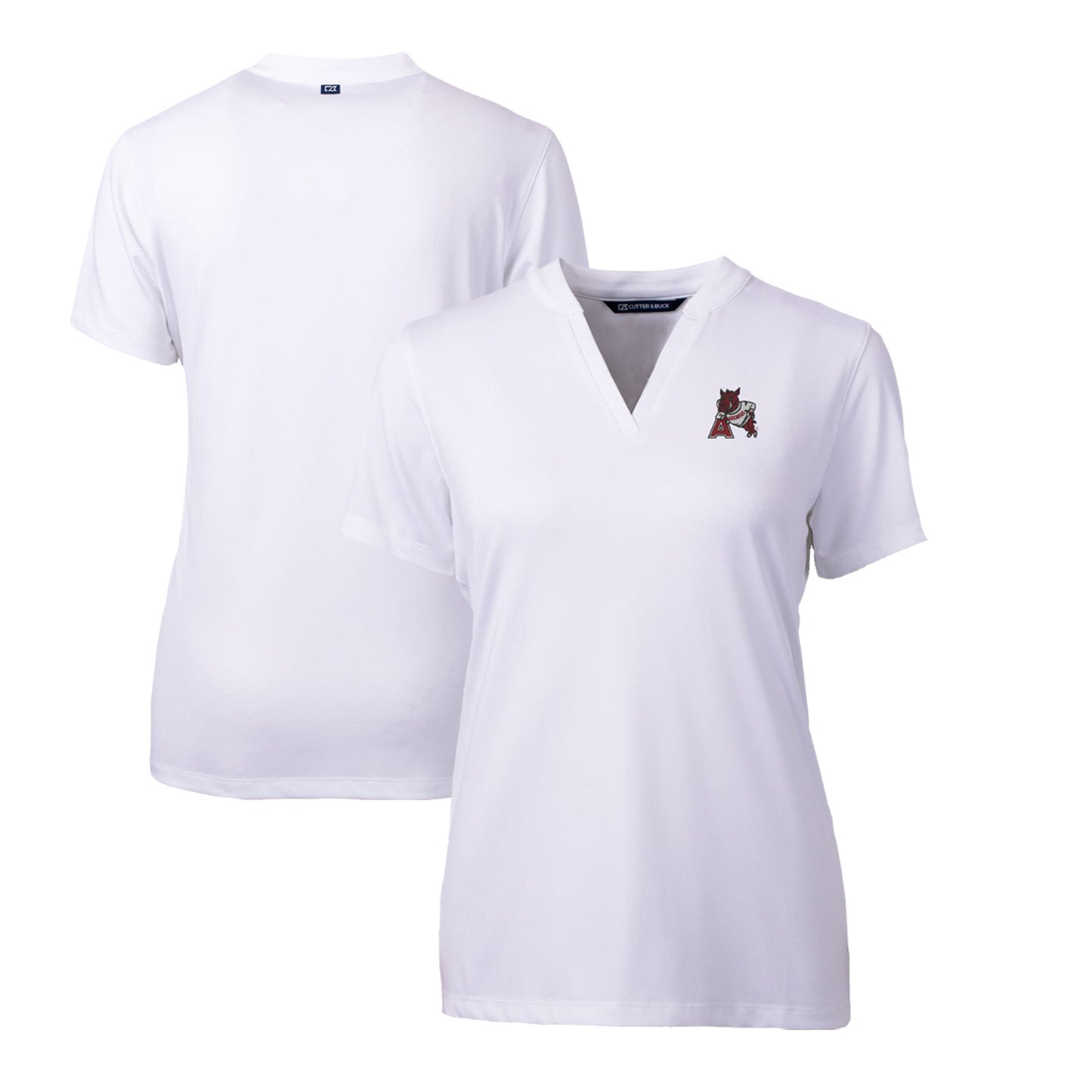 Women's Cutter & Buck White Arkansas Razorbacks Forge Stretch Blade V-Neck Top