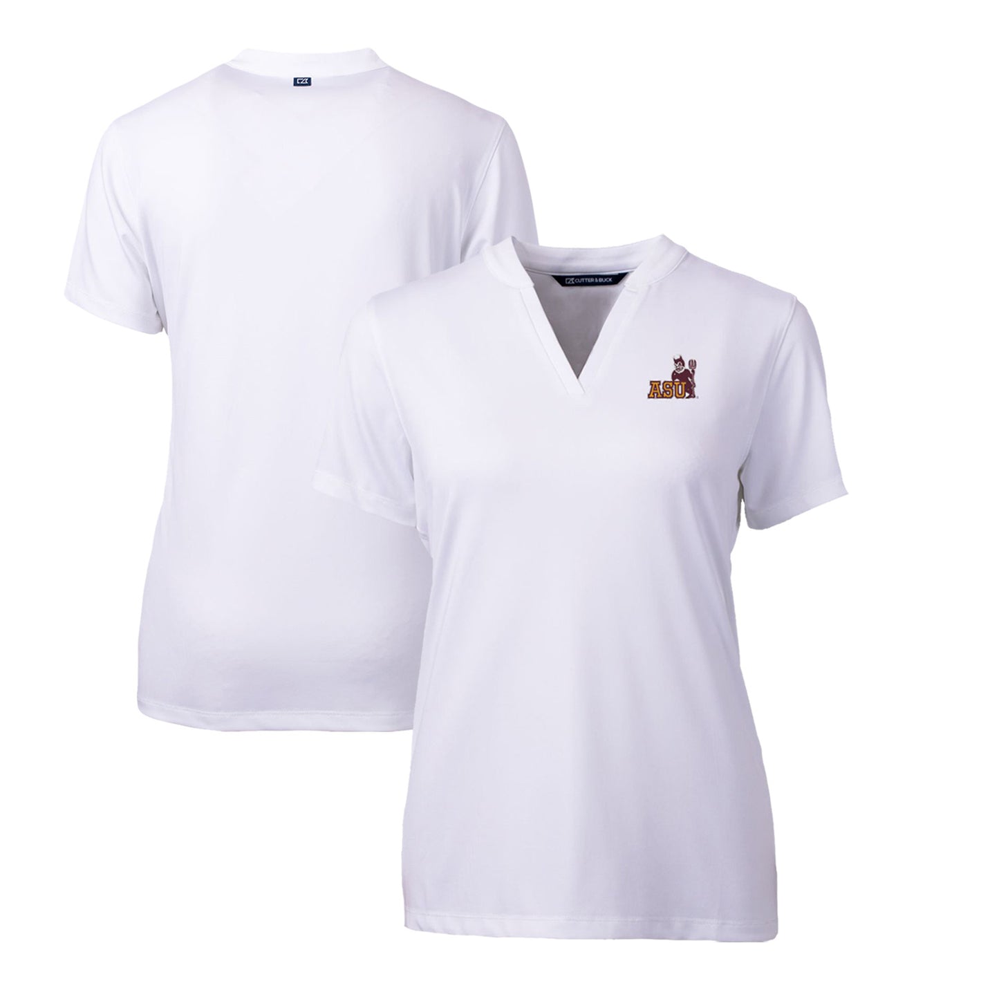 Women's Cutter & Buck White Arizona State Sun Devils Forge Stretch Blade V-Neck Top