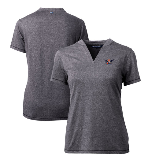 Women's Cutter & Buck Heather Charcoal Auburn Tigers Forge Stretch Blade V-Neck Top