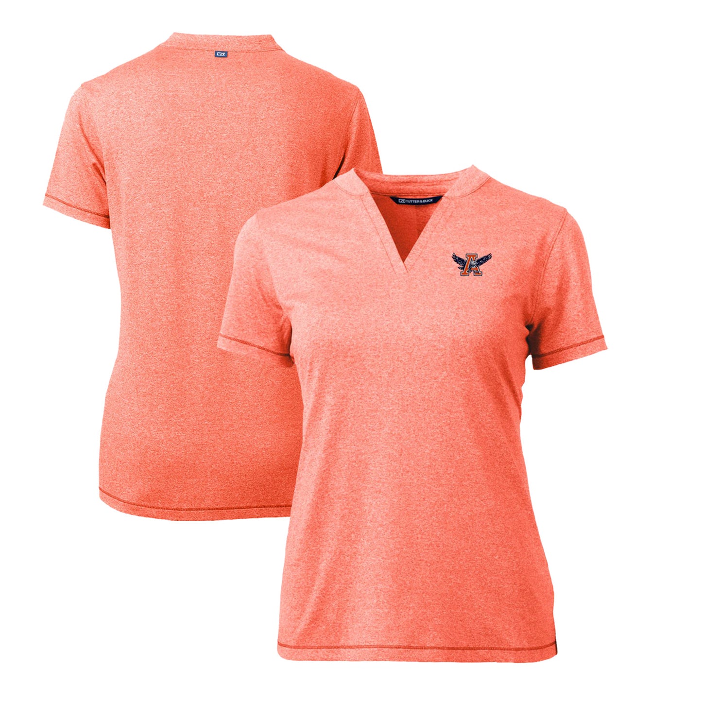 Women's Cutter & Buck Heather Orange Auburn Tigers Forge Stretch Blade V-Neck Top