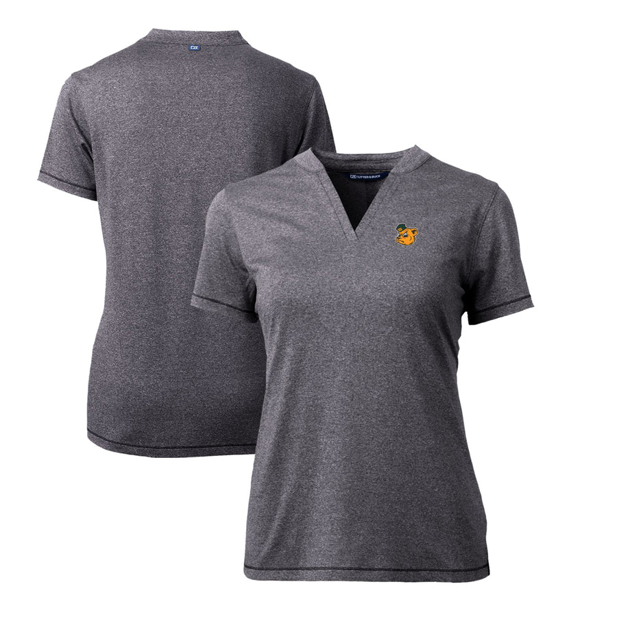 Women's Cutter & Buck Heather Charcoal Baylor Bears Forge Stretch Blade V-Neck Top
