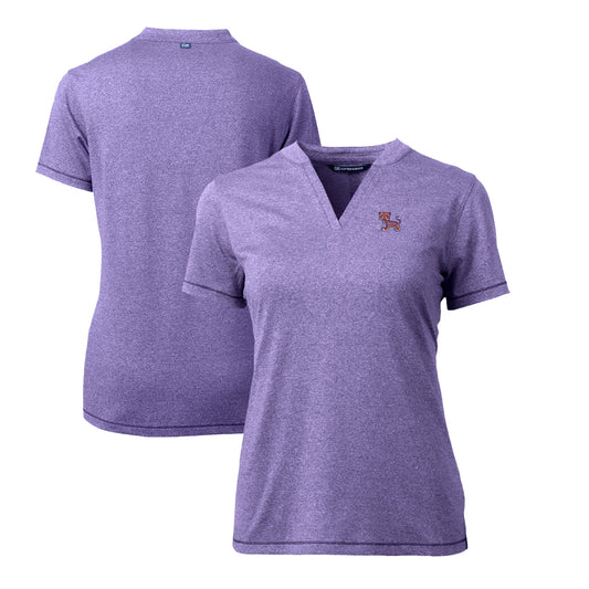 Women's Cutter & Buck Heather Purple Clemson Tigers Forge Stretch Blade V-Neck Top