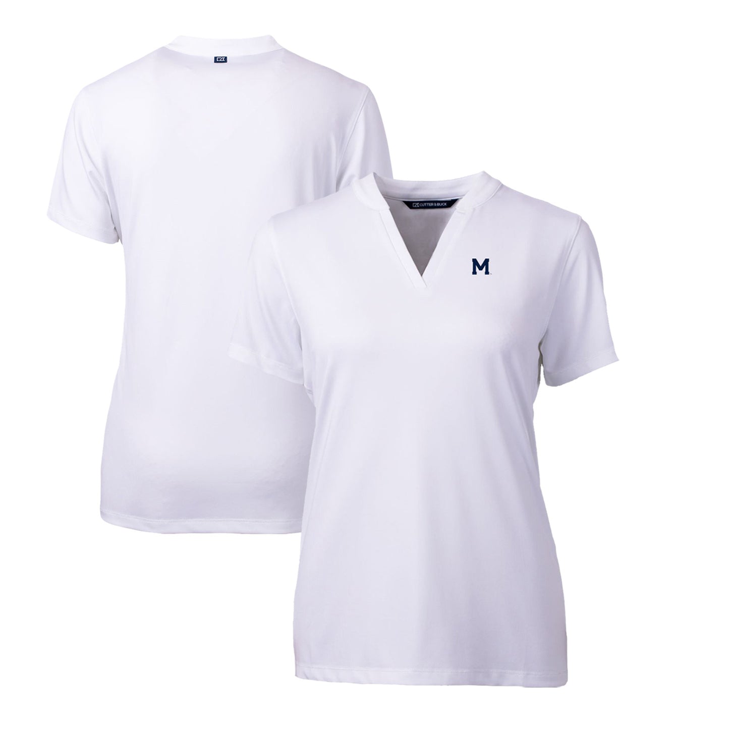 Women's Cutter & Buck White Michigan Wolverines Forge Stretch Blade V-Neck Top
