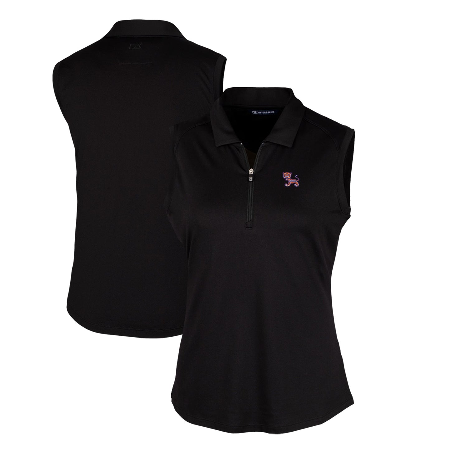 Women's Cutter & Buck Black Clemson Tigers Forge Stretch Sleeveless Polo