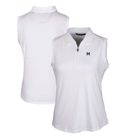 Women's Cutter & Buck White Michigan Wolverines Forge Stretch Sleeveless Polo