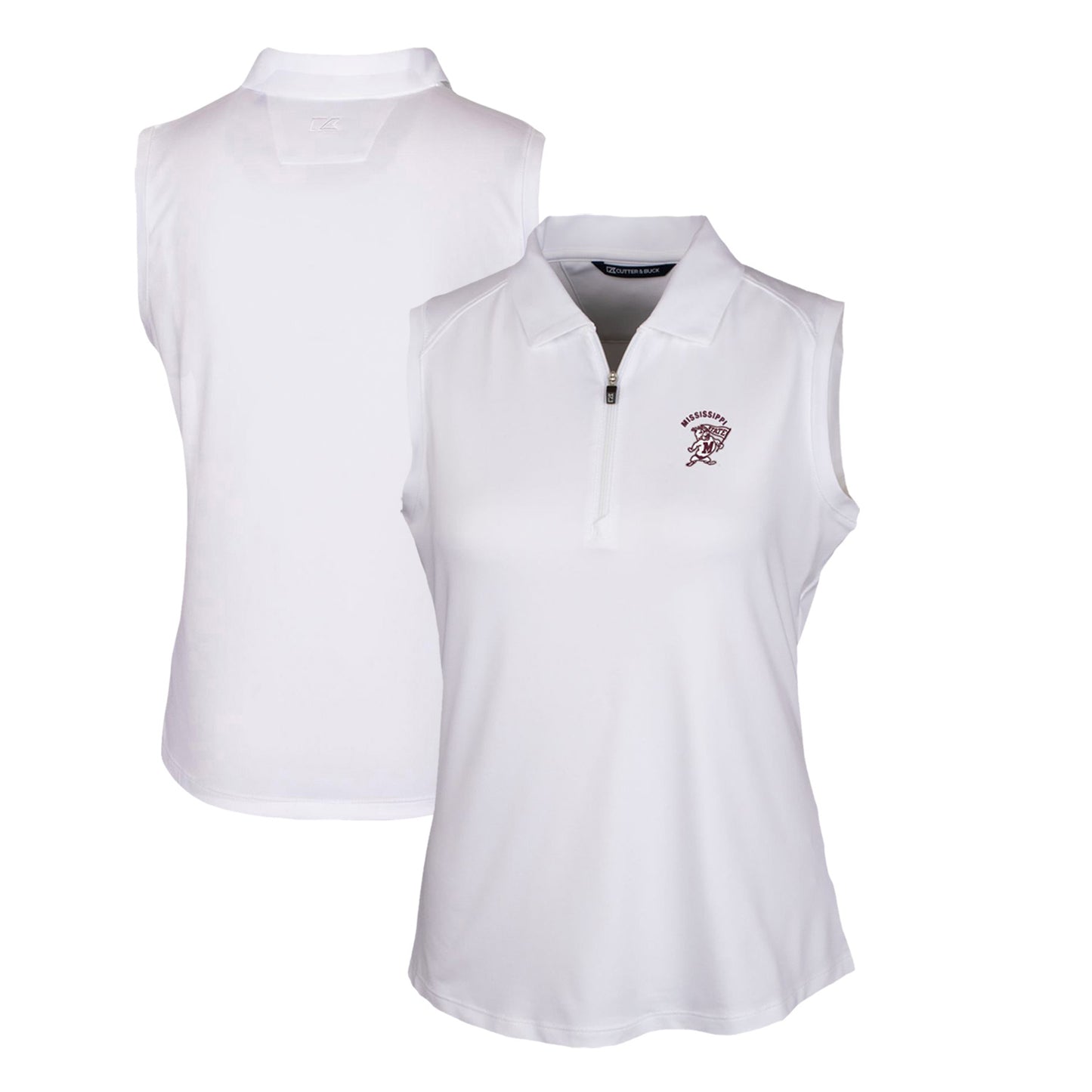 Women's Cutter & Buck White Mississippi State Bulldogs Forge Stretch Sleeveless Polo