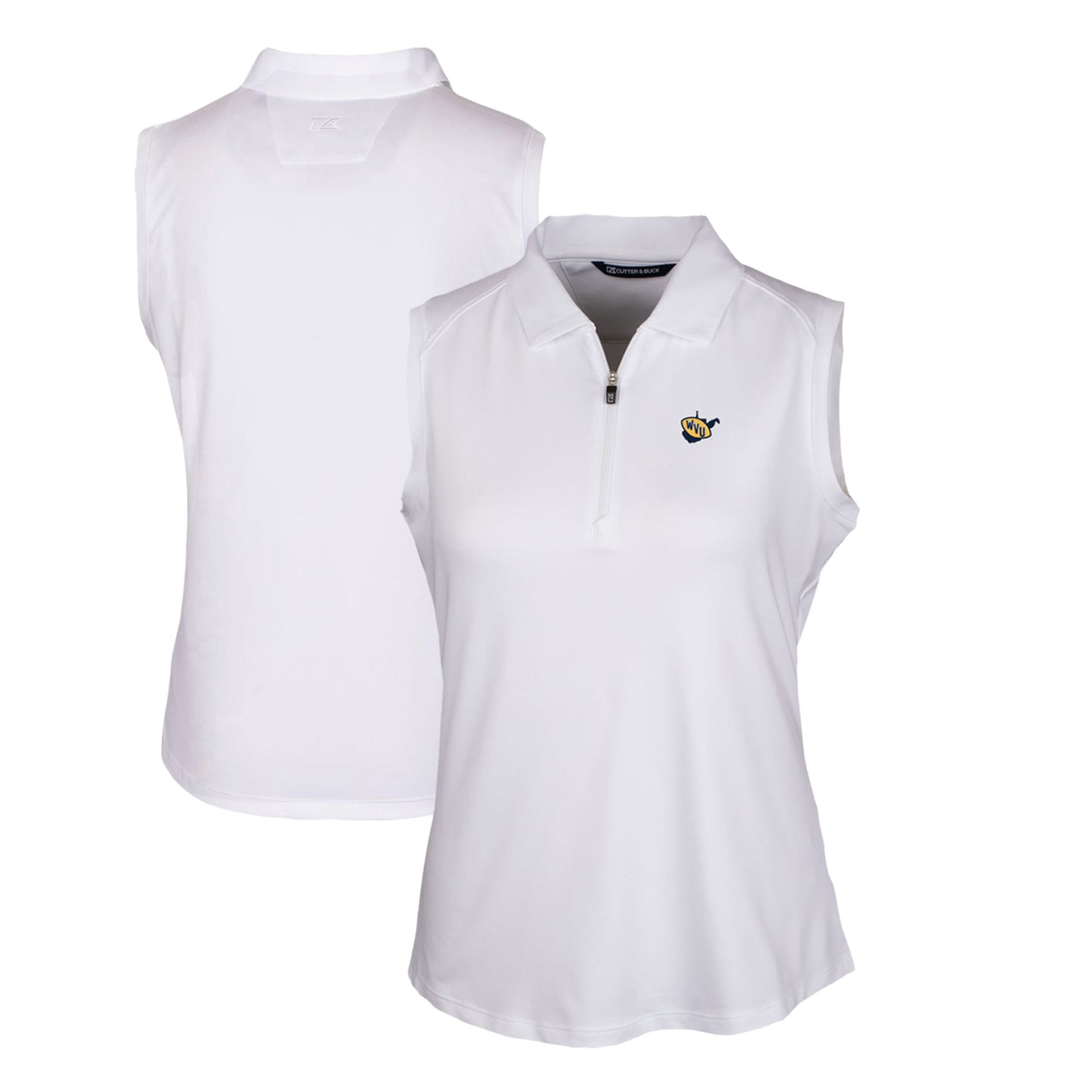 Women's Cutter & Buck White West Virginia Mountaineers Forge Stretch Sleeveless Polo