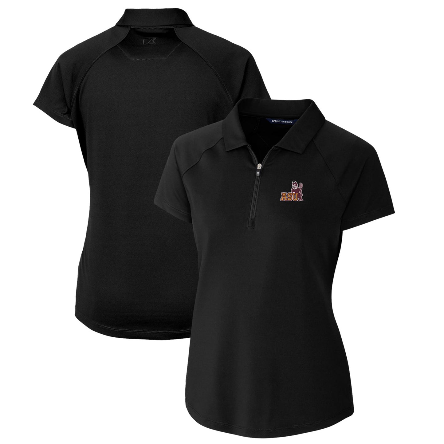 Women's Cutter & Buck Black Arizona State Sun Devils Forge Stretch Polo