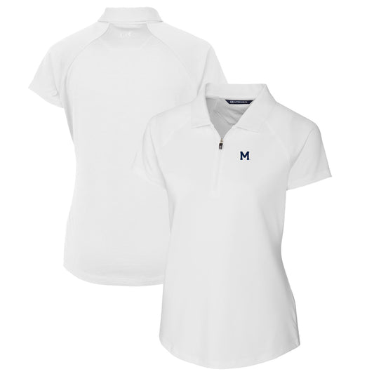 Women's Cutter & Buck White Michigan Wolverines Forge Stretch Polo