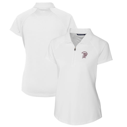 Women's Cutter & Buck White Mississippi State Bulldogs Forge Stretch Polo