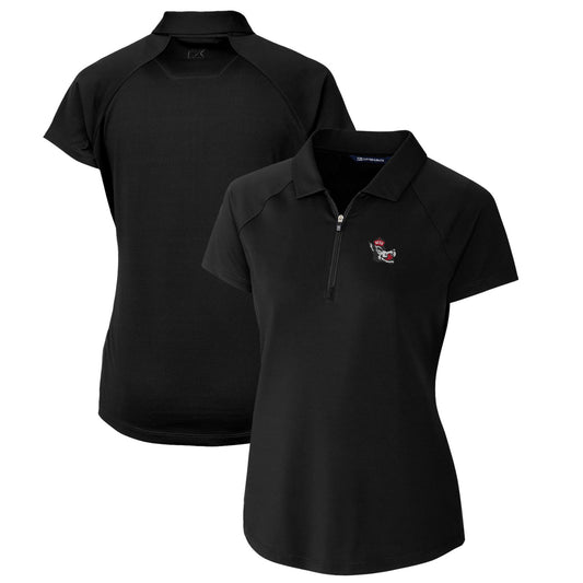 Women's Cutter & Buck Black NC State Wolfpack Forge Stretch Polo