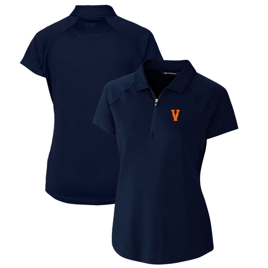 Women's Cutter & Buck Navy Virginia Cavaliers Vintage Forge Stretch Polo