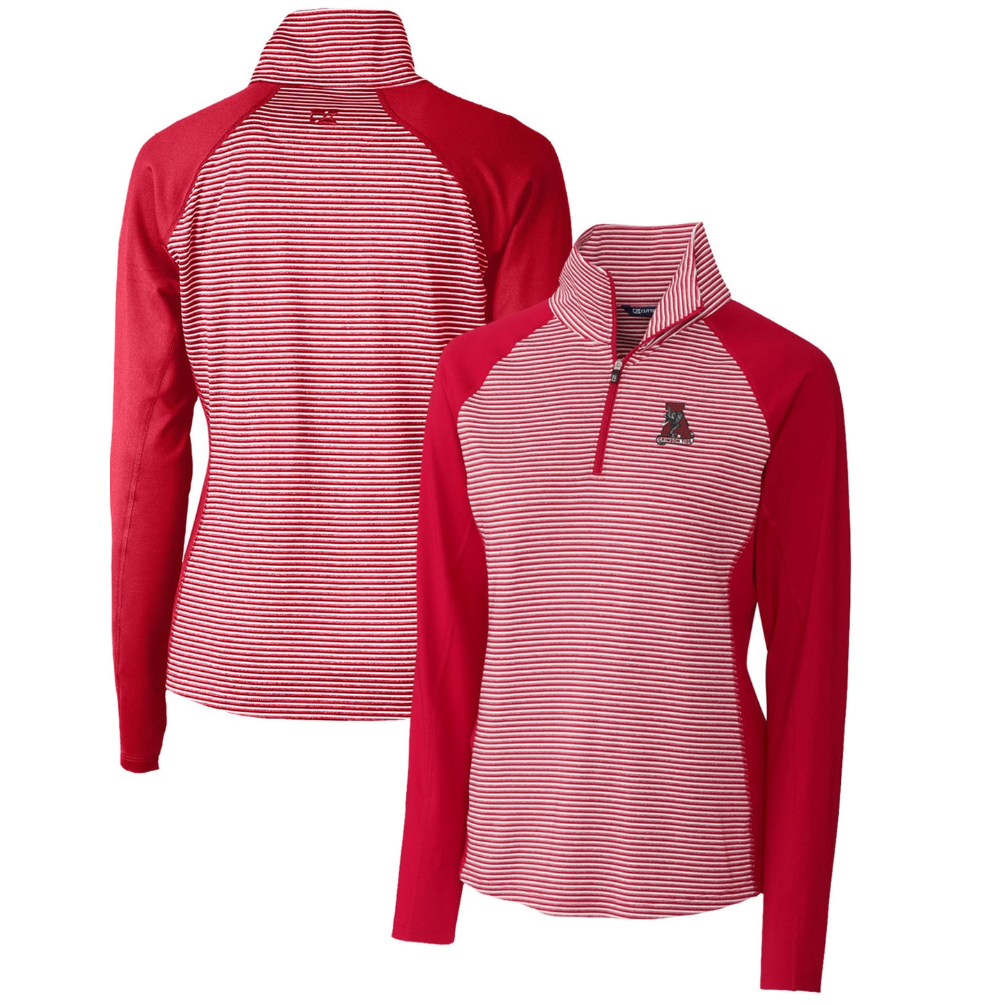 Women's Cutter & Buck Crimson Alabama Crimson Tide Forge Tonal Stripe Stretch Half-Zip Pullover Top