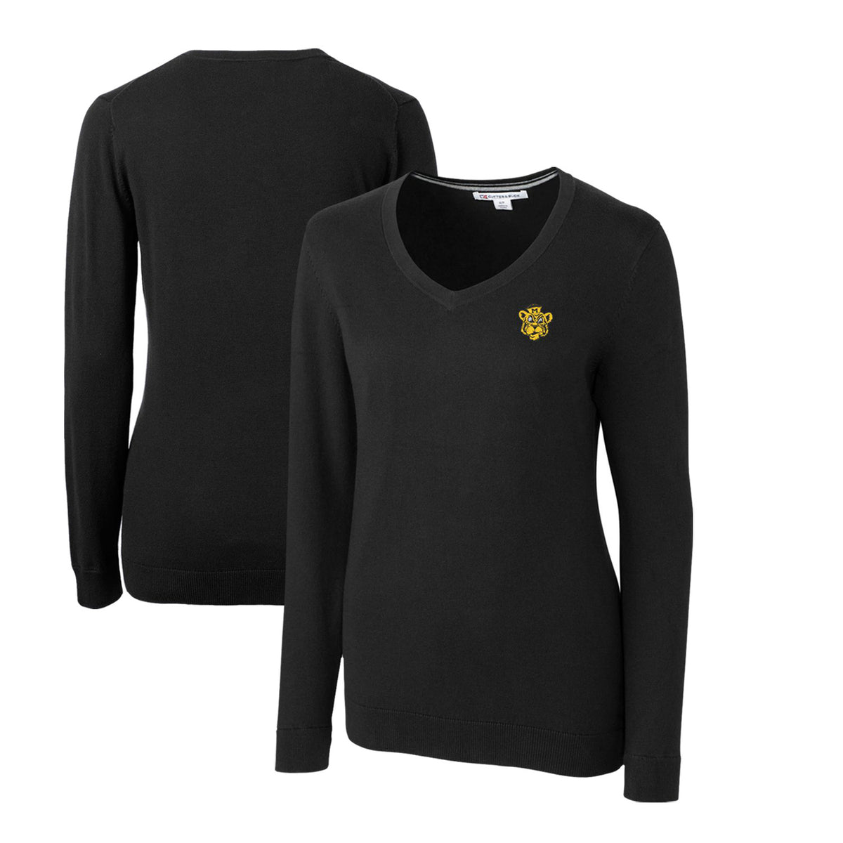 Women's Cutter & Buck Black Missouri Tigers Lakemont Tri-Blend V-Neck Pullover Sweater