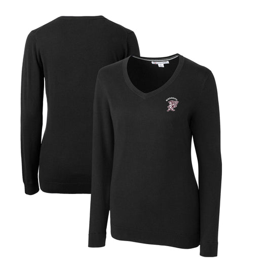 Women's Cutter & Buck Black Mississippi State Bulldogs Lakemont Tri-Blend V-Neck Pullover Sweater