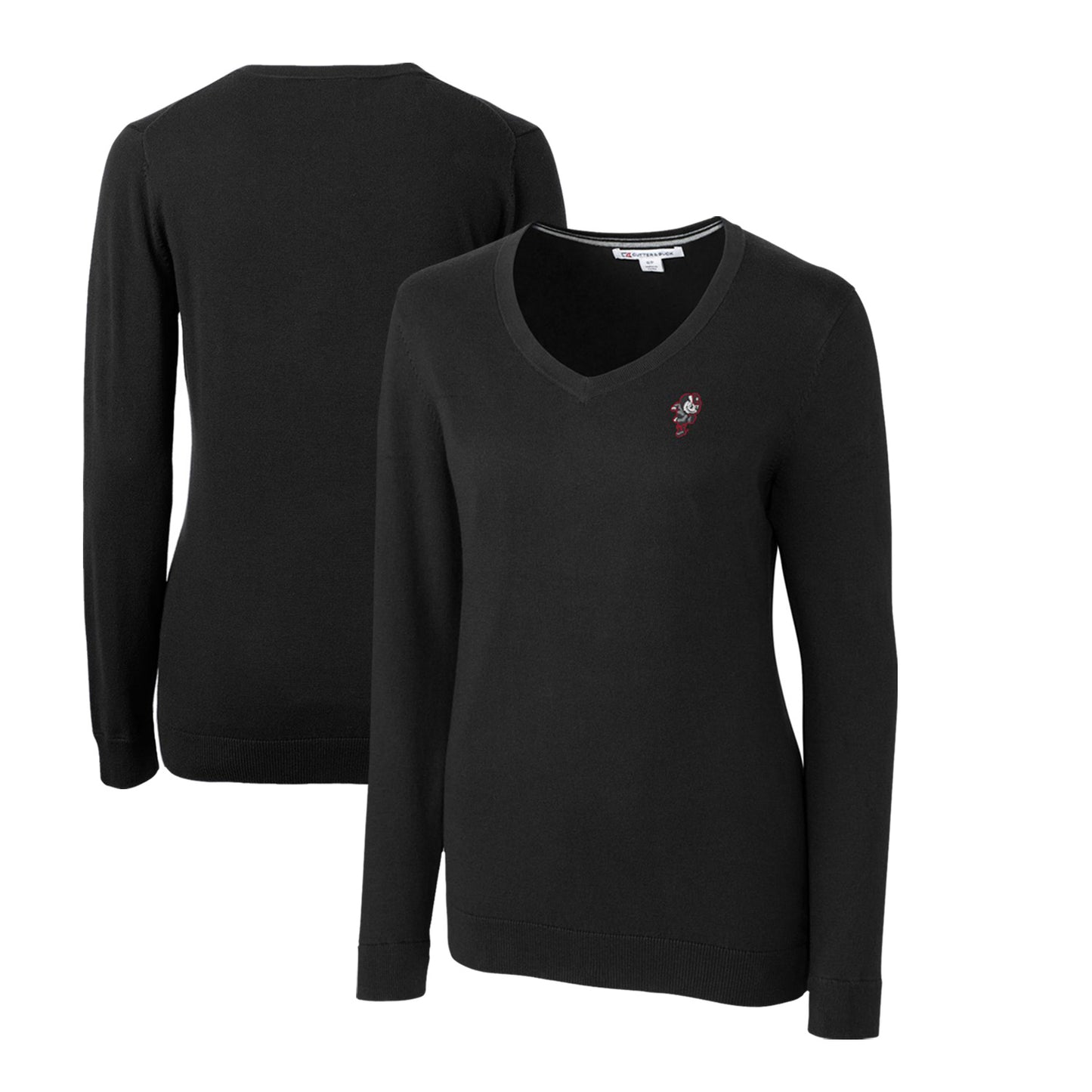 Women's Cutter & Buck Black Ohio State Buckeyes Lakemont Tri-Blend V-Neck Pullover Sweater