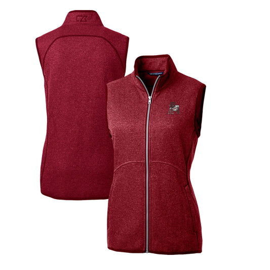 Women's Cutter & Buck Cardinal Arkansas Razorbacks Mainsail Basic Sweater-Knit Full-Zip Vest