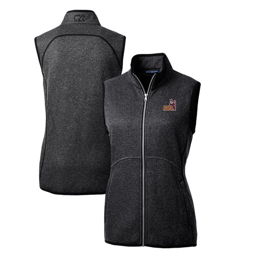 Women's Cutter & Buck Heather Charcoal Arizona State Sun Devils Mainsail Basic Sweater-Knit Full-Zip Vest