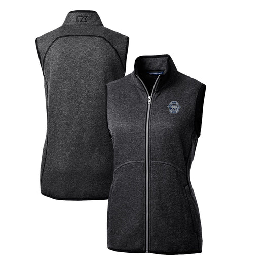 Women's Cutter & Buck Heather Charcoal Penn State Nittany Lions Mainsail Basic Sweater-Knit Full-Zip Vest