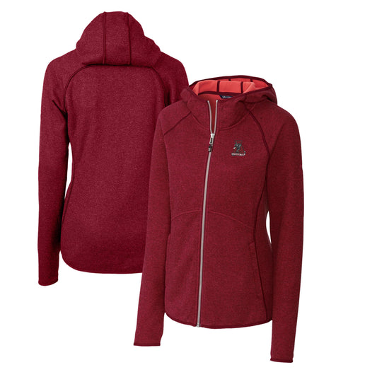 Women's Cutter & Buck Crimson Alabama Crimson Tide Mainsail Sweater-Knit Full-Zip Hoodie