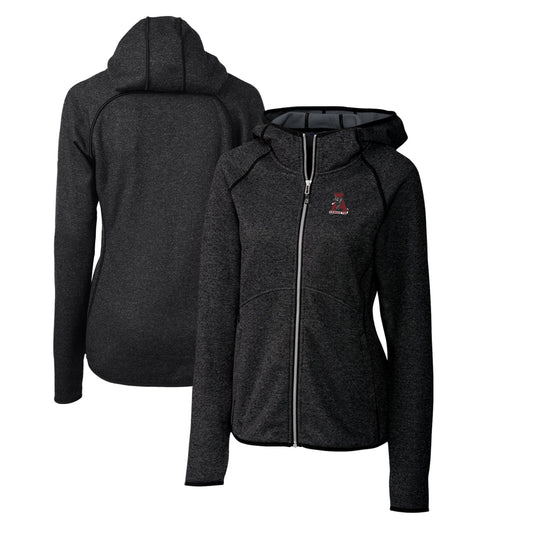 Women's Cutter & Buck Heather Charcoal Alabama Crimson Tide Mainsail Sweater-Knit Full-Zip Hoodie