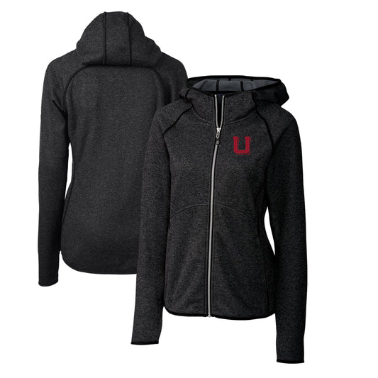 Women's Cutter & Buck Heather Charcoal Utah Utes Mainsail Sweater-Knit Full-Zip Hoodie