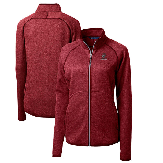 Women's Cutter & Buck Crimson Alabama Crimson Tide Mainsail Sweater-Knit Full-Zip Jacket