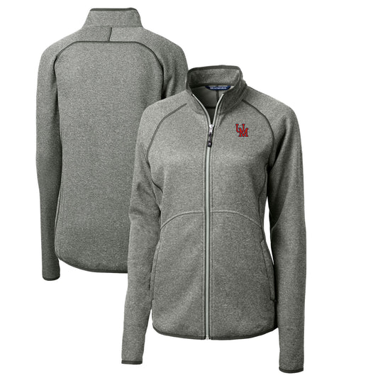 Women's Cutter & Buck Heather Gray Ole Miss Rebels Mainsail Sweater-Knit Full-Zip Jacket