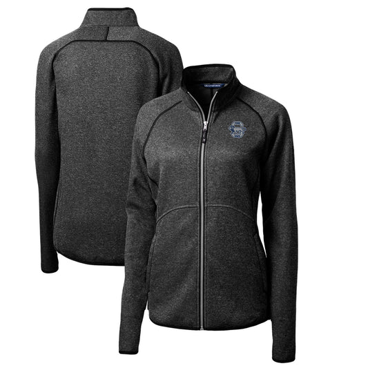 Women's Cutter & Buck Heather Charcoal Penn State Nittany Lions Mainsail Sweater-Knit Full-Zip Jacket